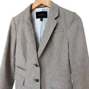Banana Republic Women's Beige Herringbone Blazer Size 4P Wool Business Classic